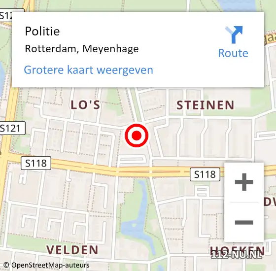 Locatie op kaart van de 112 melding: Politie Rotterdam, Meyenhage op 30 maart 2024 15:13