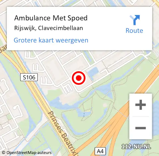 Locatie op kaart van de 112 melding: Ambulance Met Spoed Naar Rijswijk, Clavecimbellaan op 30 maart 2024 16:03
