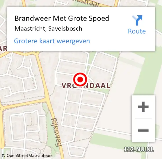 Locatie op kaart van de 112 melding: Brandweer Met Grote Spoed Naar Maastricht, Savelsbosch op 30 maart 2024 16:03