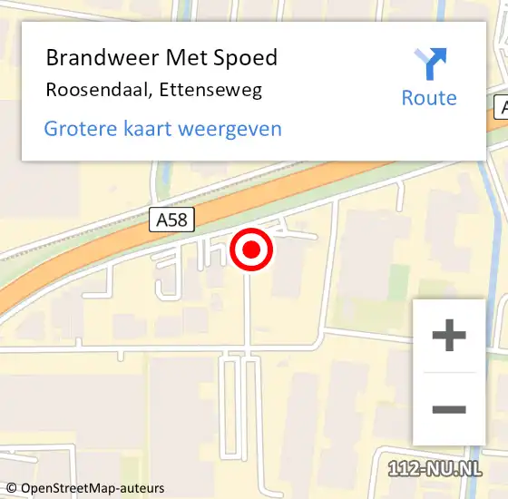 Locatie op kaart van de 112 melding: Brandweer Met Spoed Naar Roosendaal, Ettenseweg op 30 maart 2024 16:12