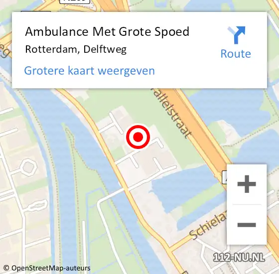 Locatie op kaart van de 112 melding: Ambulance Met Grote Spoed Naar Rotterdam, Delftweg op 30 maart 2024 16:23