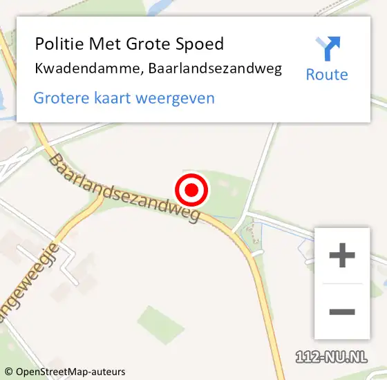 Locatie op kaart van de 112 melding: Politie Met Grote Spoed Naar Kwadendamme, Baarlandsezandweg op 30 maart 2024 17:24