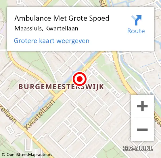 Locatie op kaart van de 112 melding: Ambulance Met Grote Spoed Naar Maassluis, Kwartellaan op 30 maart 2024 17:25