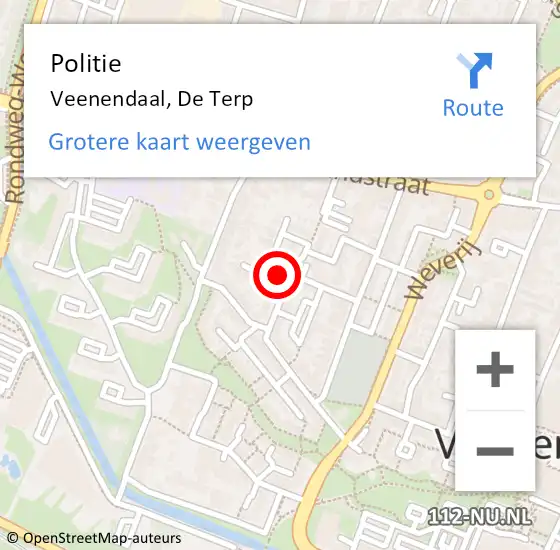 Locatie op kaart van de 112 melding: Politie Veenendaal, De Terp op 30 maart 2024 17:28