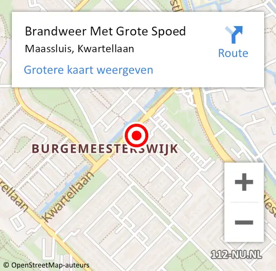 Locatie op kaart van de 112 melding: Brandweer Met Grote Spoed Naar Maassluis, Kwartellaan op 30 maart 2024 17:42