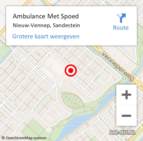 Locatie op kaart van de 112 melding: Ambulance Met Spoed Naar Nieuw-Vennep, Sandestein op 30 maart 2024 17:46