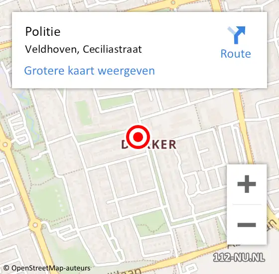 Locatie op kaart van de 112 melding: Politie Veldhoven, Ceciliastraat op 30 maart 2024 17:57