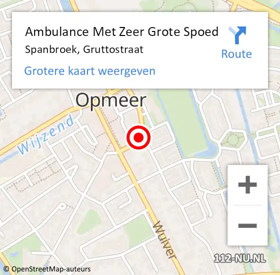 Locatie op kaart van de 112 melding: Ambulance Met Zeer Grote Spoed Naar Spanbroek, Gruttostraat op 30 maart 2024 18:15