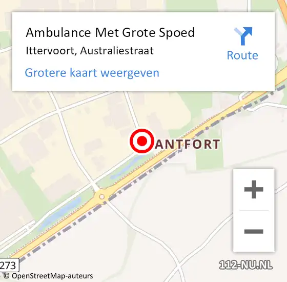 Locatie op kaart van de 112 melding: Ambulance Met Grote Spoed Naar Ittervoort, Australiestraat op 30 september 2014 19:05