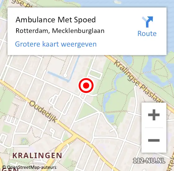 Locatie op kaart van de 112 melding: Ambulance Met Spoed Naar Rotterdam, Mecklenburglaan op 30 maart 2024 18:42