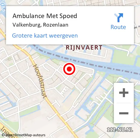 Locatie op kaart van de 112 melding: Ambulance Met Spoed Naar Valkenburg, Rozenlaan op 30 maart 2024 18:58