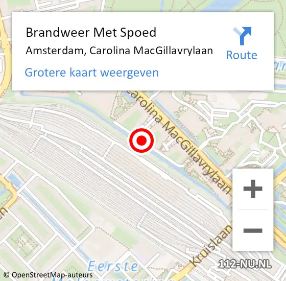 Locatie op kaart van de 112 melding: Brandweer Met Spoed Naar Amsterdam, Carolina MacGillavrylaan op 30 maart 2024 19:01
