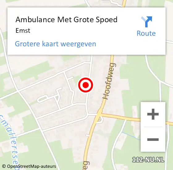 Locatie op kaart van de 112 melding: Ambulance Met Grote Spoed Naar Emst op 30 maart 2024 19:05