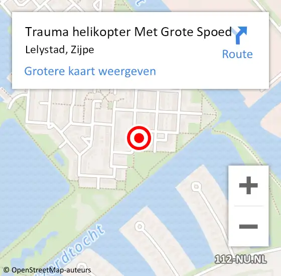 Locatie op kaart van de 112 melding: Trauma helikopter Met Grote Spoed Naar Lelystad, Zijpe op 30 maart 2024 19:08