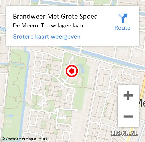 Locatie op kaart van de 112 melding: Brandweer Met Grote Spoed Naar De Meern, Touwslagerslaan op 30 maart 2024 19:16