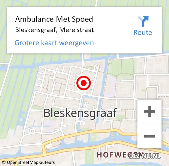 Locatie op kaart van de 112 melding: Ambulance Met Spoed Naar Bleskensgraaf, Merelstraat op 30 maart 2024 19:23