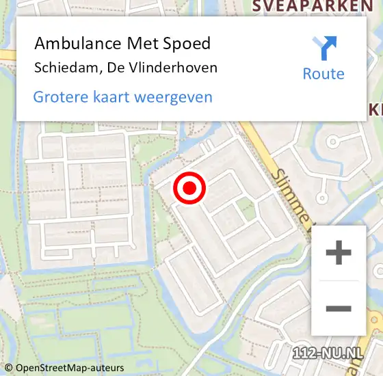 Locatie op kaart van de 112 melding: Ambulance Met Spoed Naar Schiedam, De Vlinderhoven op 30 maart 2024 19:41