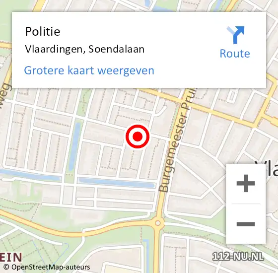 Locatie op kaart van de 112 melding: Politie Vlaardingen, Soendalaan op 30 maart 2024 19:51
