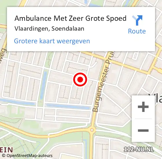 Locatie op kaart van de 112 melding: Ambulance Met Zeer Grote Spoed Naar Vlaardingen, Soendalaan op 30 maart 2024 19:51