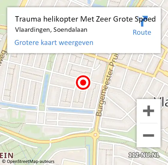 Locatie op kaart van de 112 melding: Trauma helikopter Met Zeer Grote Spoed Naar Vlaardingen, Soendalaan op 30 maart 2024 19:52