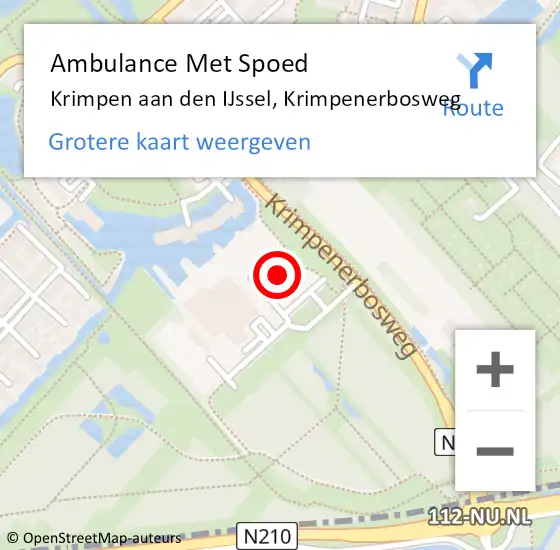 Locatie op kaart van de 112 melding: Ambulance Met Spoed Naar Krimpen aan den IJssel, Krimpenerbosweg op 30 maart 2024 20:29