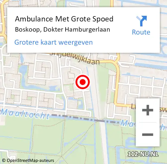 Locatie op kaart van de 112 melding: Ambulance Met Grote Spoed Naar Boskoop, Dokter Hamburgerlaan op 30 maart 2024 20:50