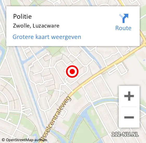 Locatie op kaart van de 112 melding: Politie Zwolle, Luzacware op 30 maart 2024 20:58