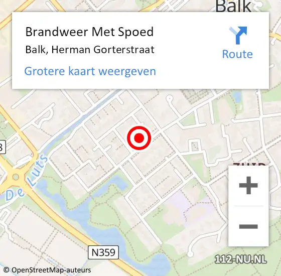 Locatie op kaart van de 112 melding: Brandweer Met Spoed Naar Balk, Herman Gorterstraat op 30 maart 2024 21:23