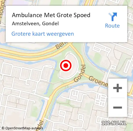 Locatie op kaart van de 112 melding: Ambulance Met Grote Spoed Naar Amstelveen, Gondel op 30 maart 2024 21:28