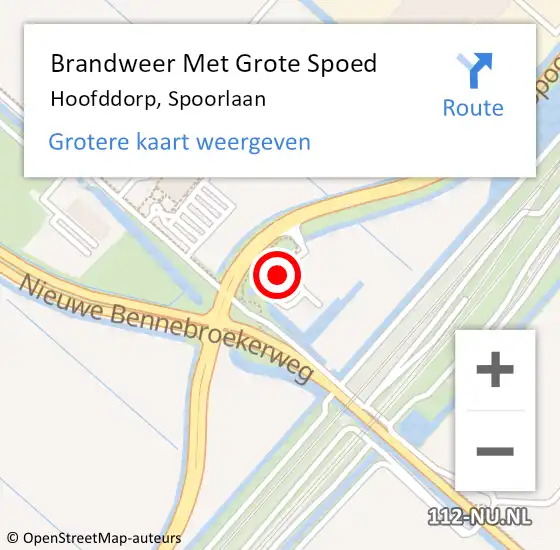 Locatie op kaart van de 112 melding: Brandweer Met Grote Spoed Naar Hoofddorp, Spoorlaan op 30 maart 2024 21:32