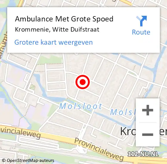 Locatie op kaart van de 112 melding: Ambulance Met Grote Spoed Naar Krommenie, Witte Duifstraat op 30 maart 2024 21:45