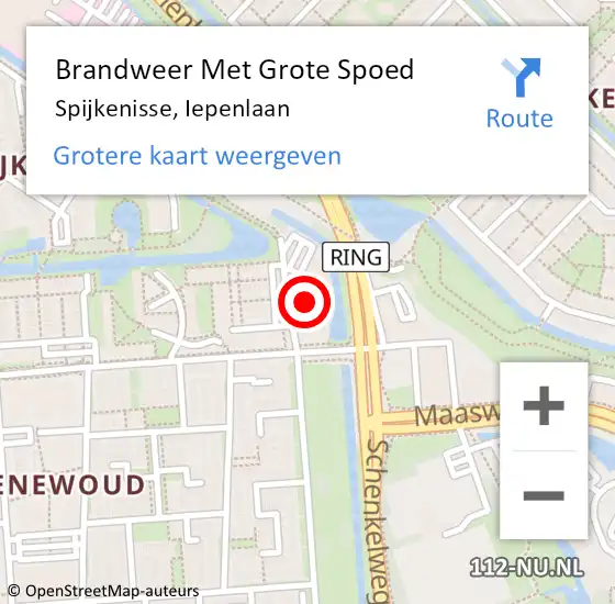 Locatie op kaart van de 112 melding: Brandweer Met Grote Spoed Naar Spijkenisse, Iepenlaan op 30 maart 2024 21:51