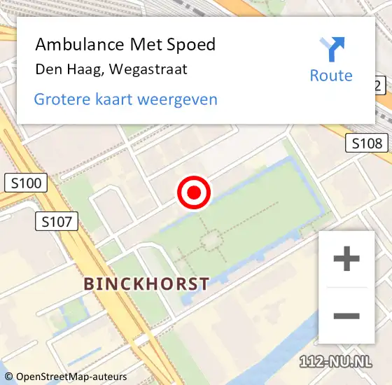 Locatie op kaart van de 112 melding: Ambulance Met Spoed Naar Den Haag, Wegastraat op 30 maart 2024 21:51