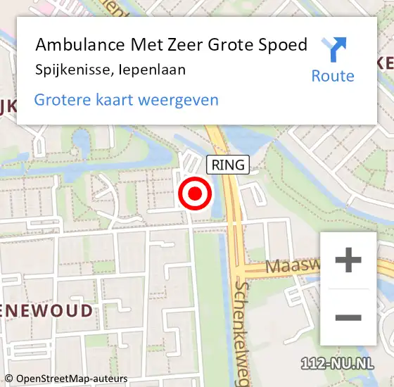 Locatie op kaart van de 112 melding: Ambulance Met Zeer Grote Spoed Naar Spijkenisse, Iepenlaan op 30 maart 2024 21:51