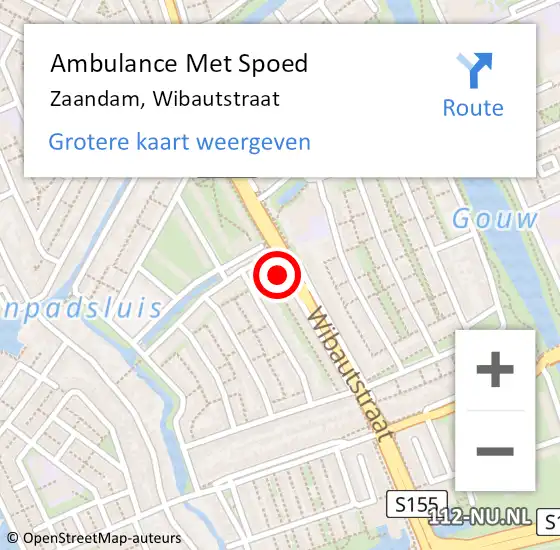 Locatie op kaart van de 112 melding: Ambulance Met Spoed Naar Zaandam, Wibautstraat op 30 maart 2024 22:13