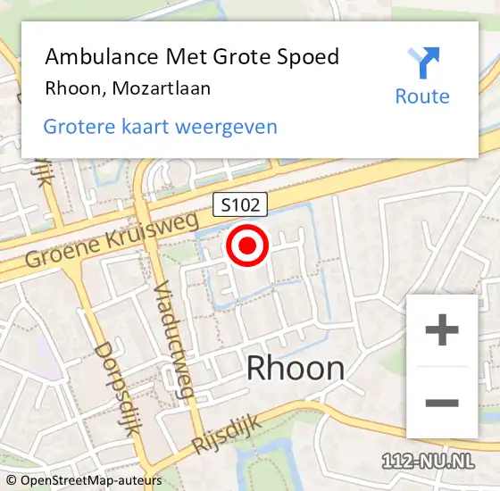 Locatie op kaart van de 112 melding: Ambulance Met Grote Spoed Naar Rhoon, Mozartlaan op 30 maart 2024 22:14