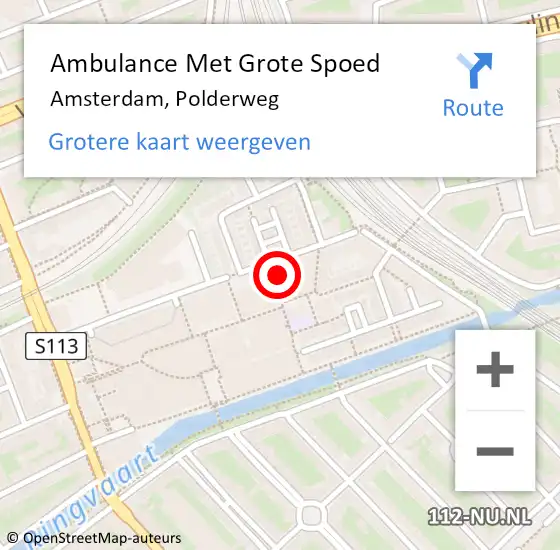 Locatie op kaart van de 112 melding: Ambulance Met Grote Spoed Naar Amsterdam, Polderweg op 30 maart 2024 22:17