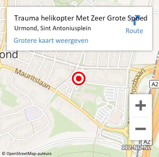 Locatie op kaart van de 112 melding: Trauma helikopter Met Zeer Grote Spoed Naar Urmond, Sint Antoniusplein op 30 maart 2024 22:24