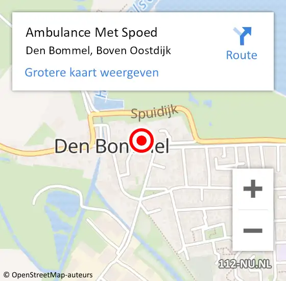 Locatie op kaart van de 112 melding: Ambulance Met Spoed Naar Den Bommel, Boven Oostdijk op 30 maart 2024 22:32