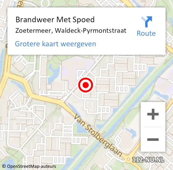 Locatie op kaart van de 112 melding: Brandweer Met Spoed Naar Zoetermeer, Waldeck-Pyrmontstraat op 30 maart 2024 22:38