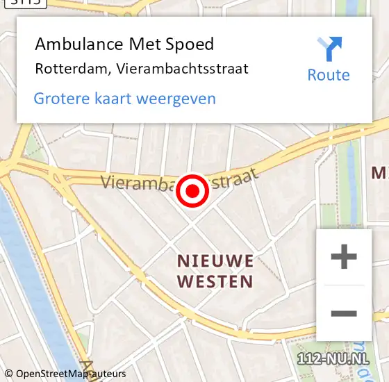 Locatie op kaart van de 112 melding: Ambulance Met Spoed Naar Rotterdam, Vierambachtsstraat op 30 maart 2024 22:44