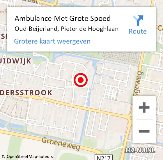 Locatie op kaart van de 112 melding: Ambulance Met Grote Spoed Naar Oud-Beijerland, Pieter de Hooghlaan op 30 maart 2024 22:57