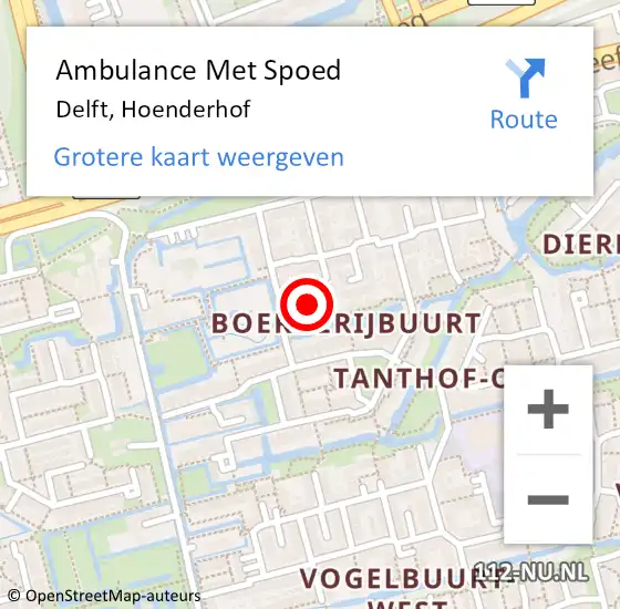 Locatie op kaart van de 112 melding: Ambulance Met Spoed Naar Delft, Hoenderhof op 30 maart 2024 23:28