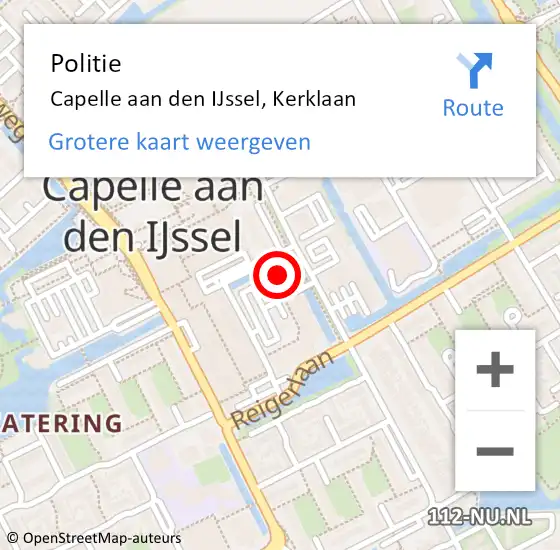 Locatie op kaart van de 112 melding: Politie Capelle aan den IJssel, Kerklaan op 30 maart 2024 23:28