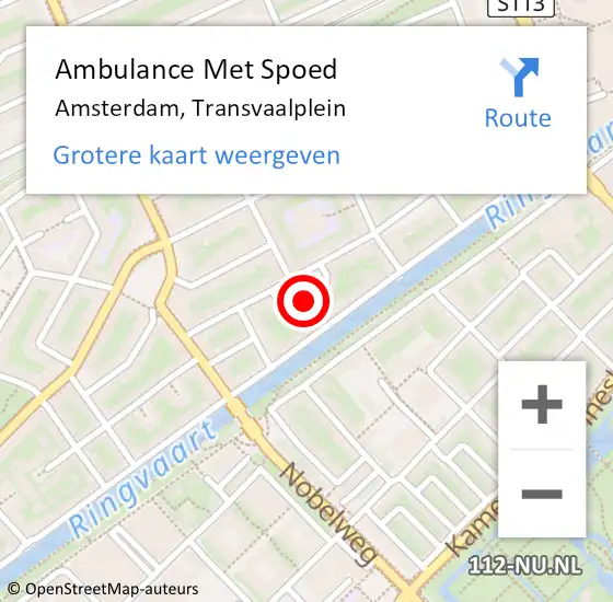 Locatie op kaart van de 112 melding: Ambulance Met Spoed Naar Amsterdam, Transvaalplein op 30 maart 2024 23:35