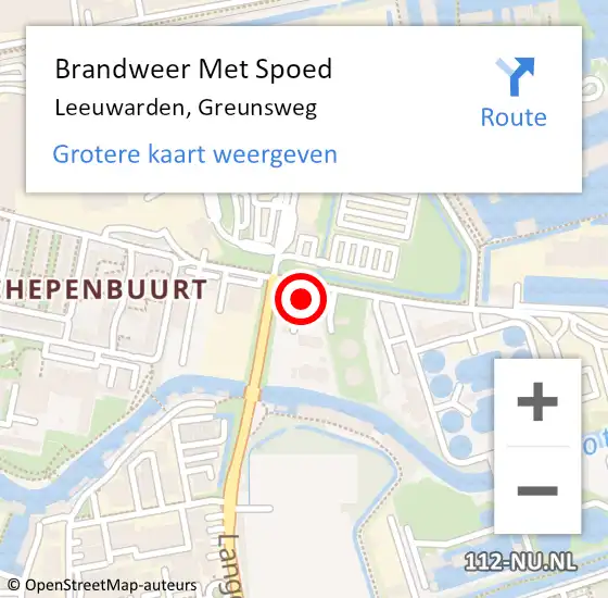 Locatie op kaart van de 112 melding: Brandweer Met Spoed Naar Leeuwarden, Greunsweg op 30 maart 2024 23:39