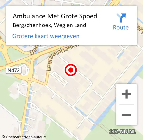 Locatie op kaart van de 112 melding: Ambulance Met Grote Spoed Naar Bergschenhoek, Weg en Land op 30 maart 2024 23:43