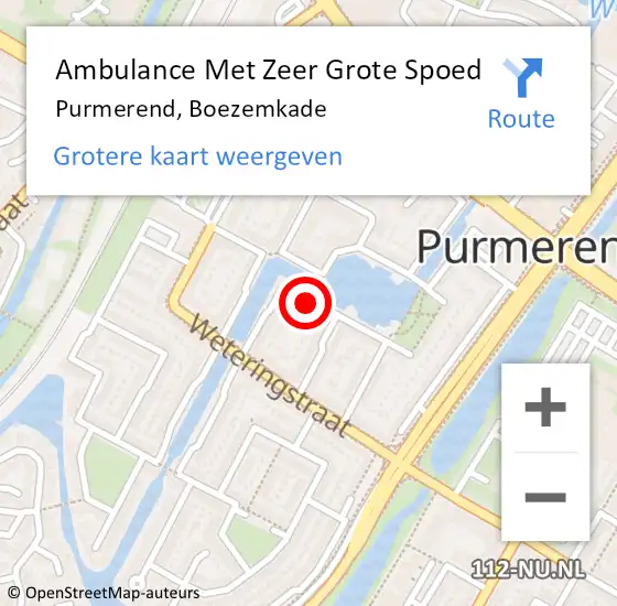 Locatie op kaart van de 112 melding: Ambulance Met Zeer Grote Spoed Naar Purmerend, Boezemkade op 30 maart 2024 23:57