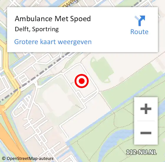 Locatie op kaart van de 112 melding: Ambulance Met Spoed Naar Delft, Sportring op 31 maart 2024 00:38