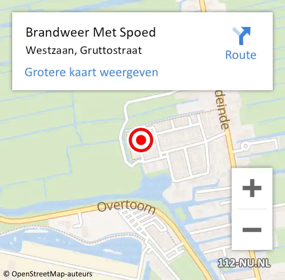 Locatie op kaart van de 112 melding: Brandweer Met Spoed Naar Westzaan, Gruttostraat op 31 maart 2024 00:39